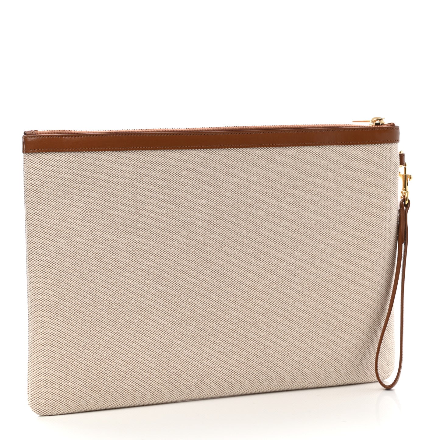Canvas Monogram Zipped Pouch Natural Beige Brick