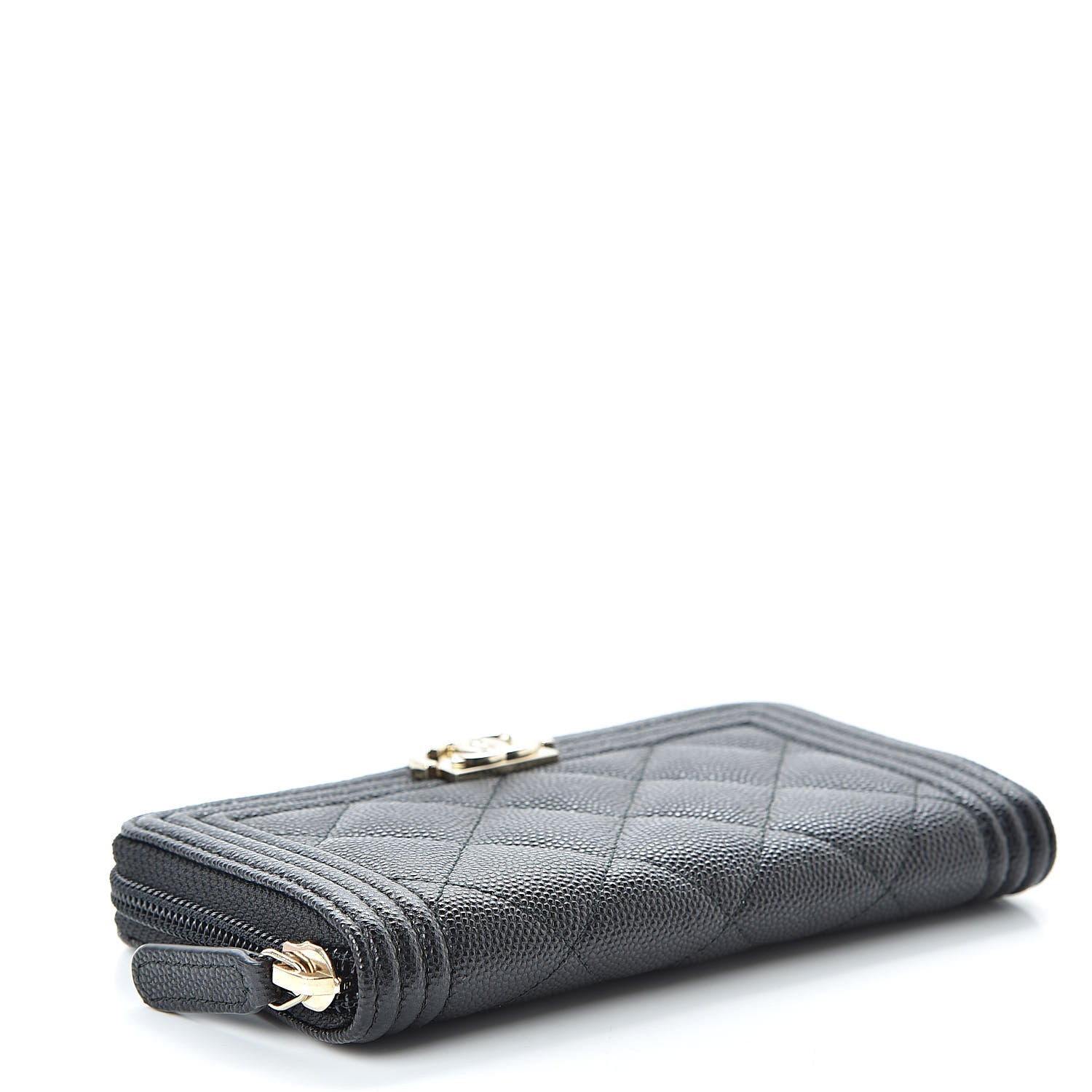 Chanel Caviar Quilted Small Boy Zip Around Wallet Black 4 of 9