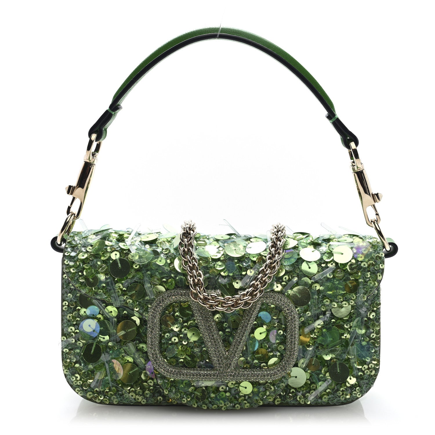 Valentino Garavani Sequin Crystal Vlogo Embroidered Small Loco Shoulder Bag Multicolor 1 of 9