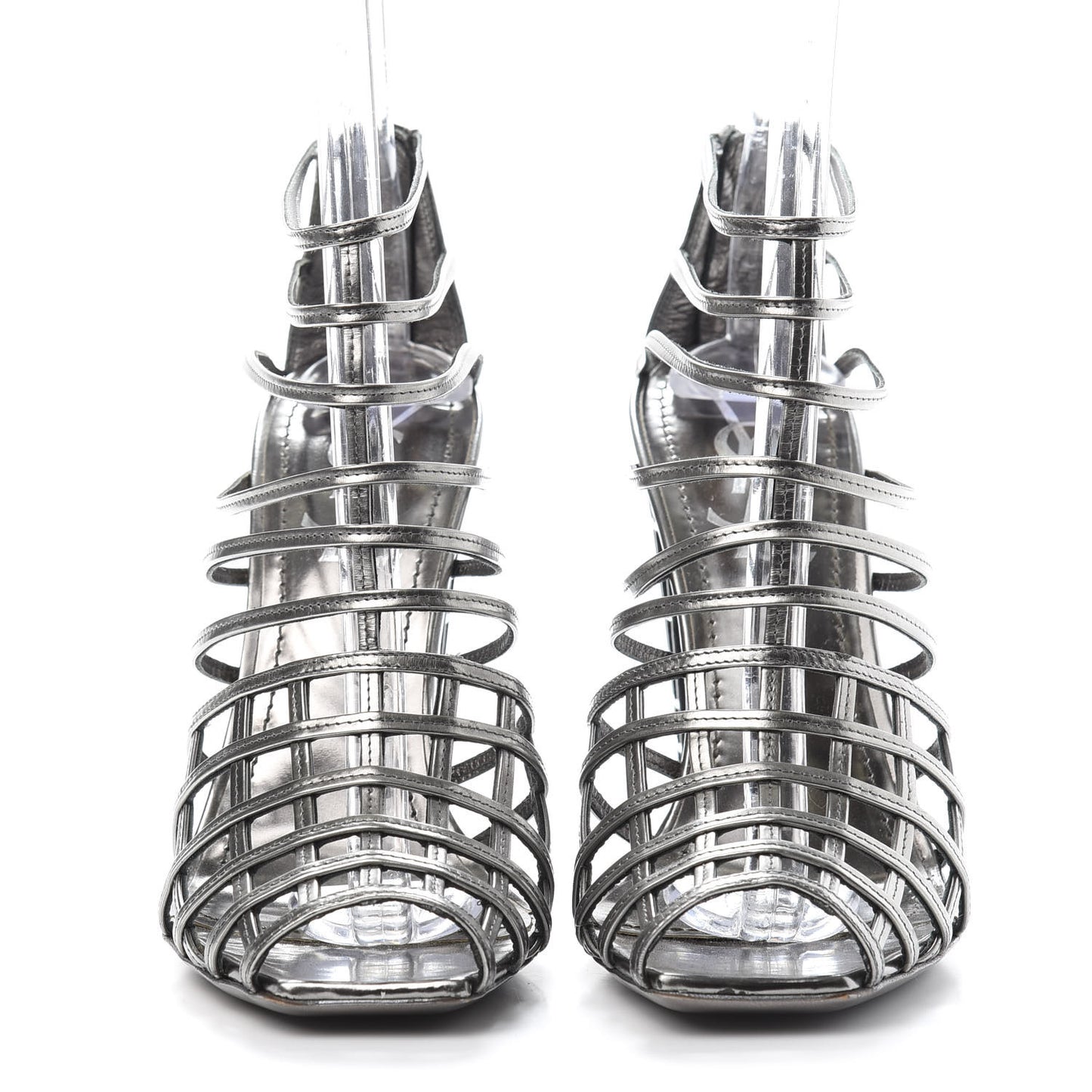 Leather Cage Booties 36 Anthracite