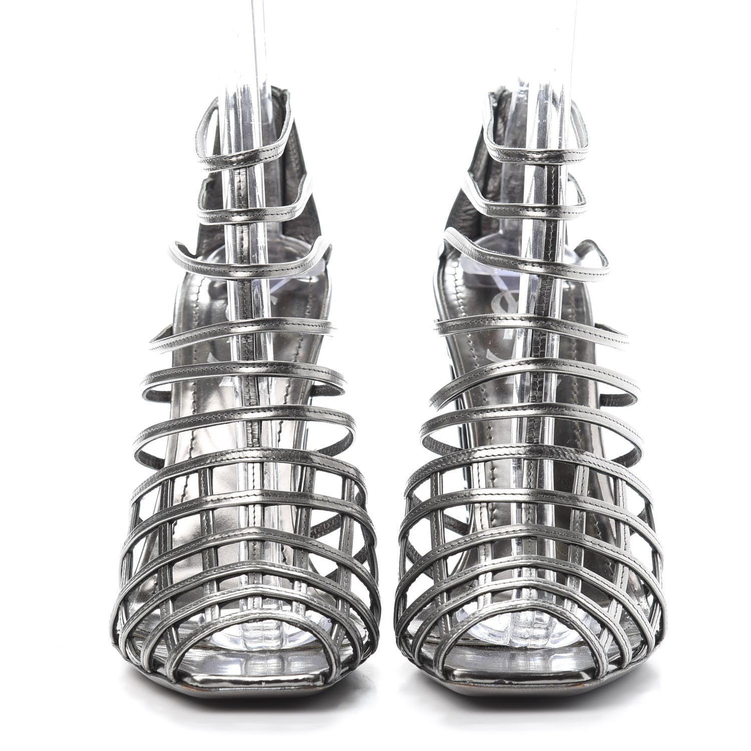 Saint Laurent Leather Cage Booties 36 Anthracite 2 of 8