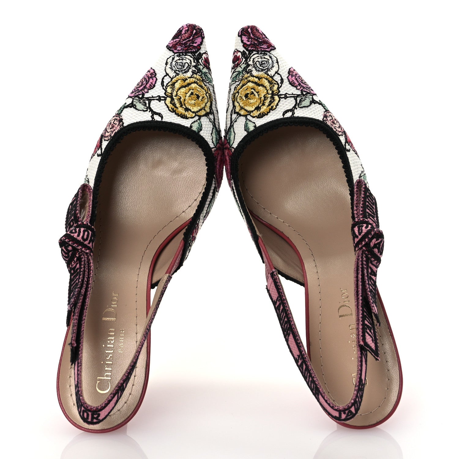 Christian Dior Canvas Embroidered Florilegio Ribbon J'Adior Slingback 65mm Pumps 37.5 White Multicolor 2 of 14