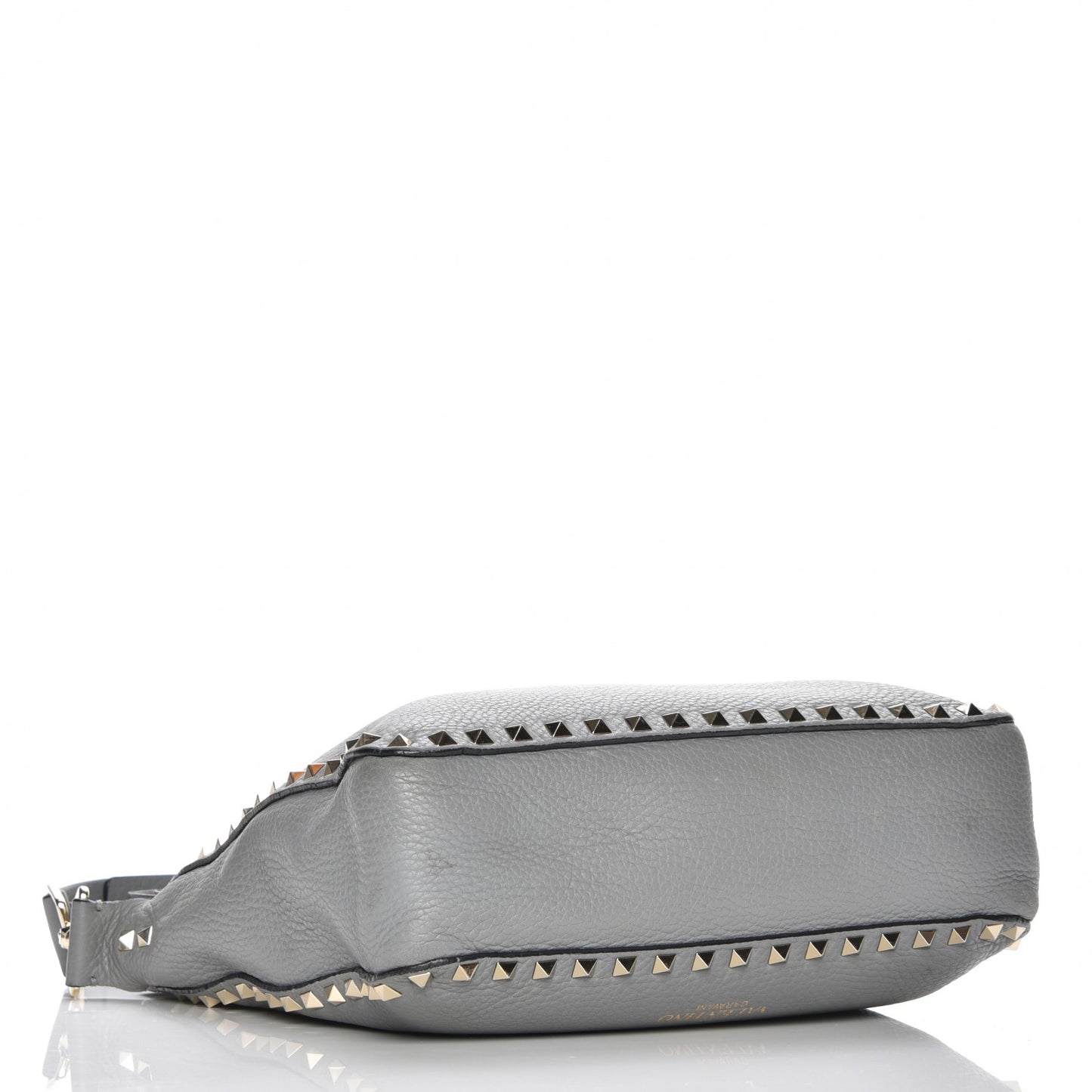 Pebbled Calfskin Small Rockstud Flip-Lock Messenger Bag Light Stone