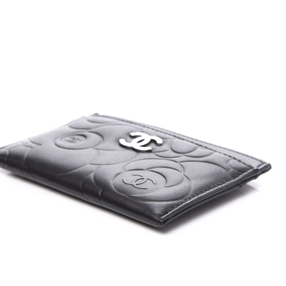 Chanel Lambskin Camellia Embossed Card Holder Black 6 of 10