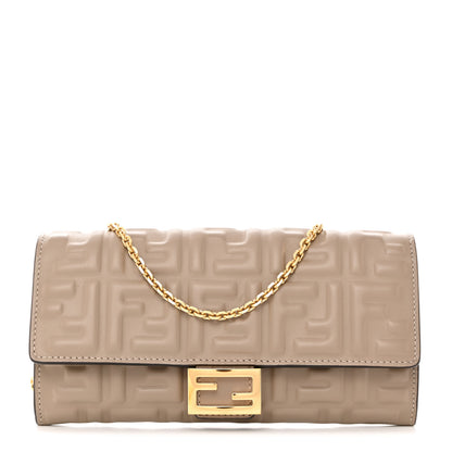 Fendi Nappa Matisse FF Embossed Continental Wallet On Chain Dove Gray 1 of 7