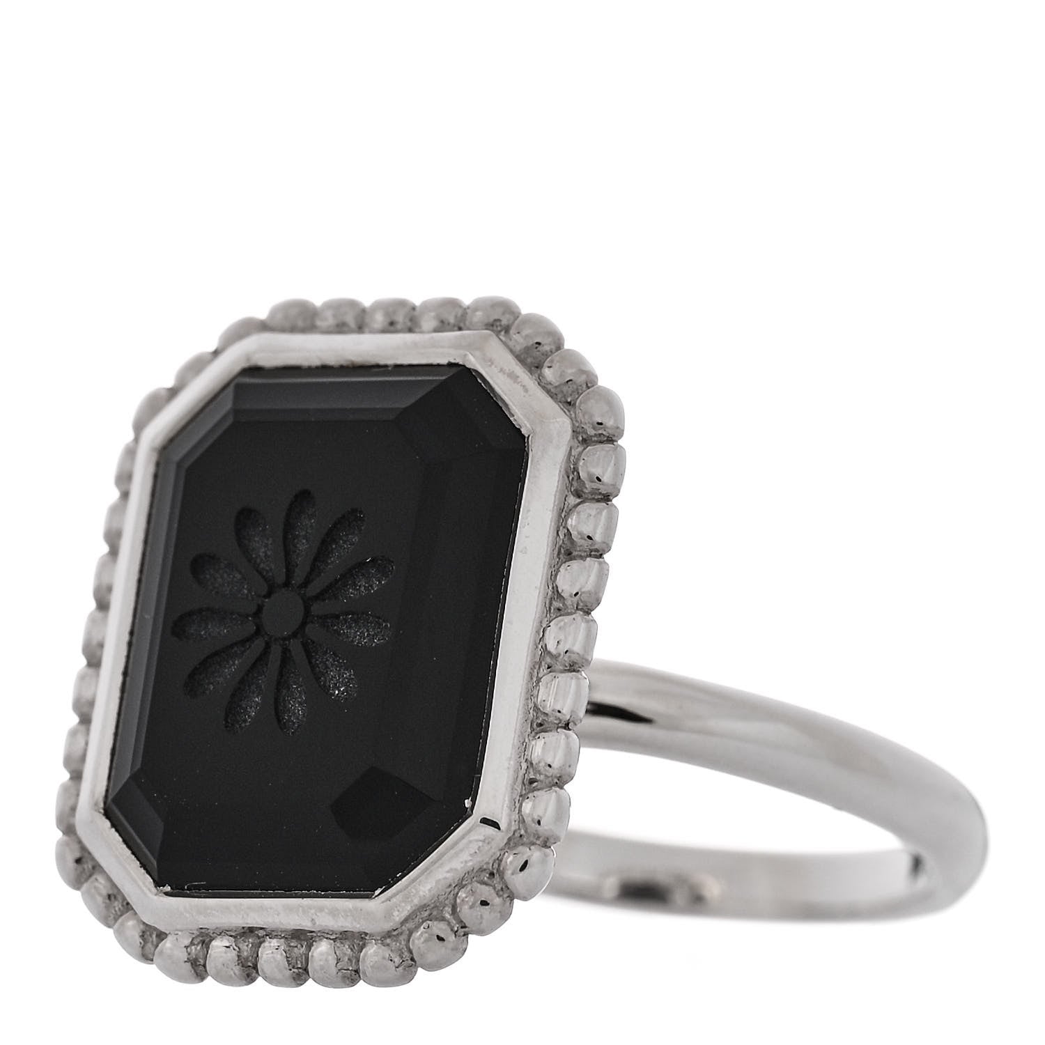 Tiffany Sterling Silver Black Onyx Ziegfeld Daisy Ring 55 7.25 3 of 6