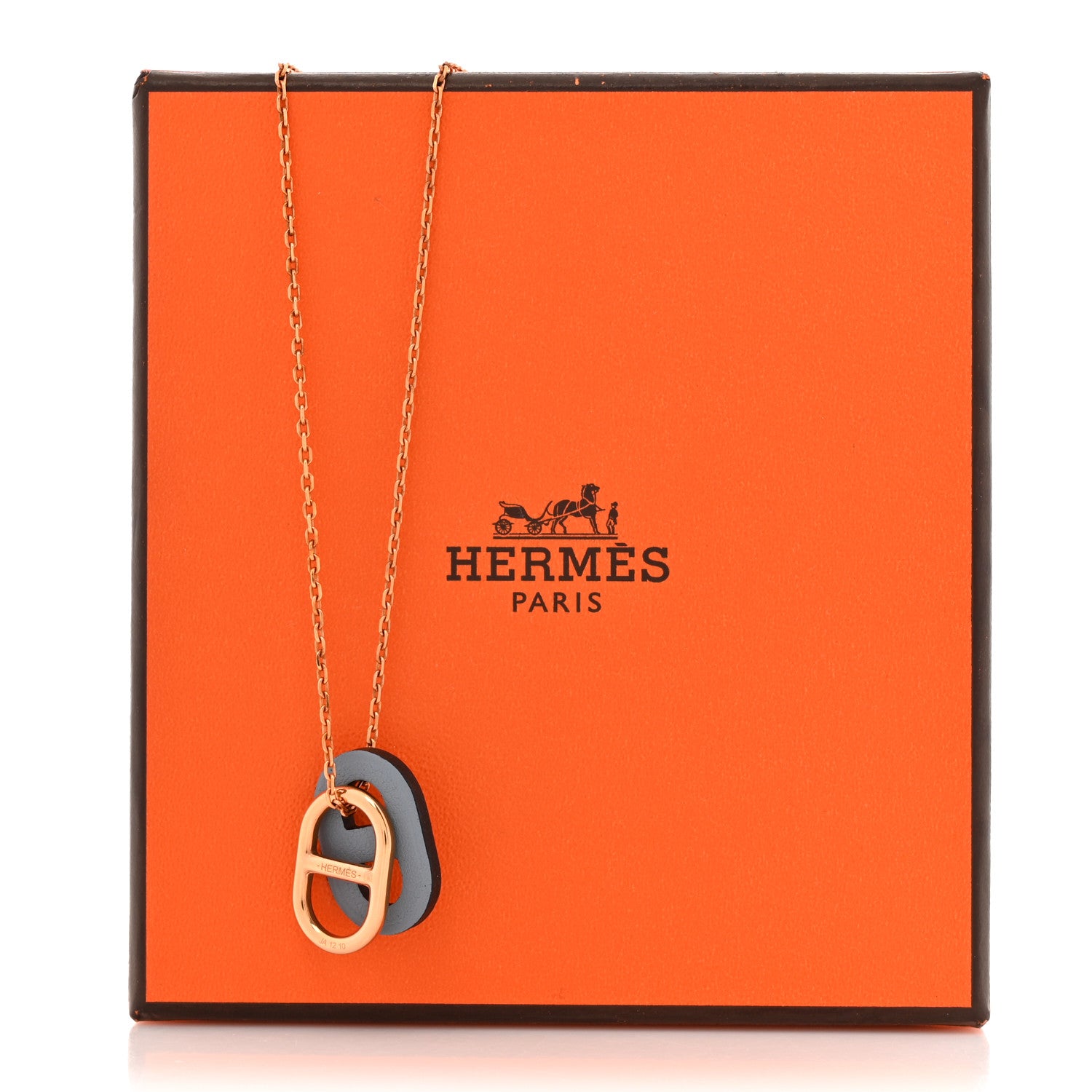 Hermes Swift O'Maillon Pendant Necklace Bleu Lin 7 of 7