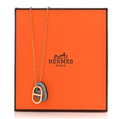 Hermes Swift O'Maillon Pendant Necklace Bleu Lin 7 of 7