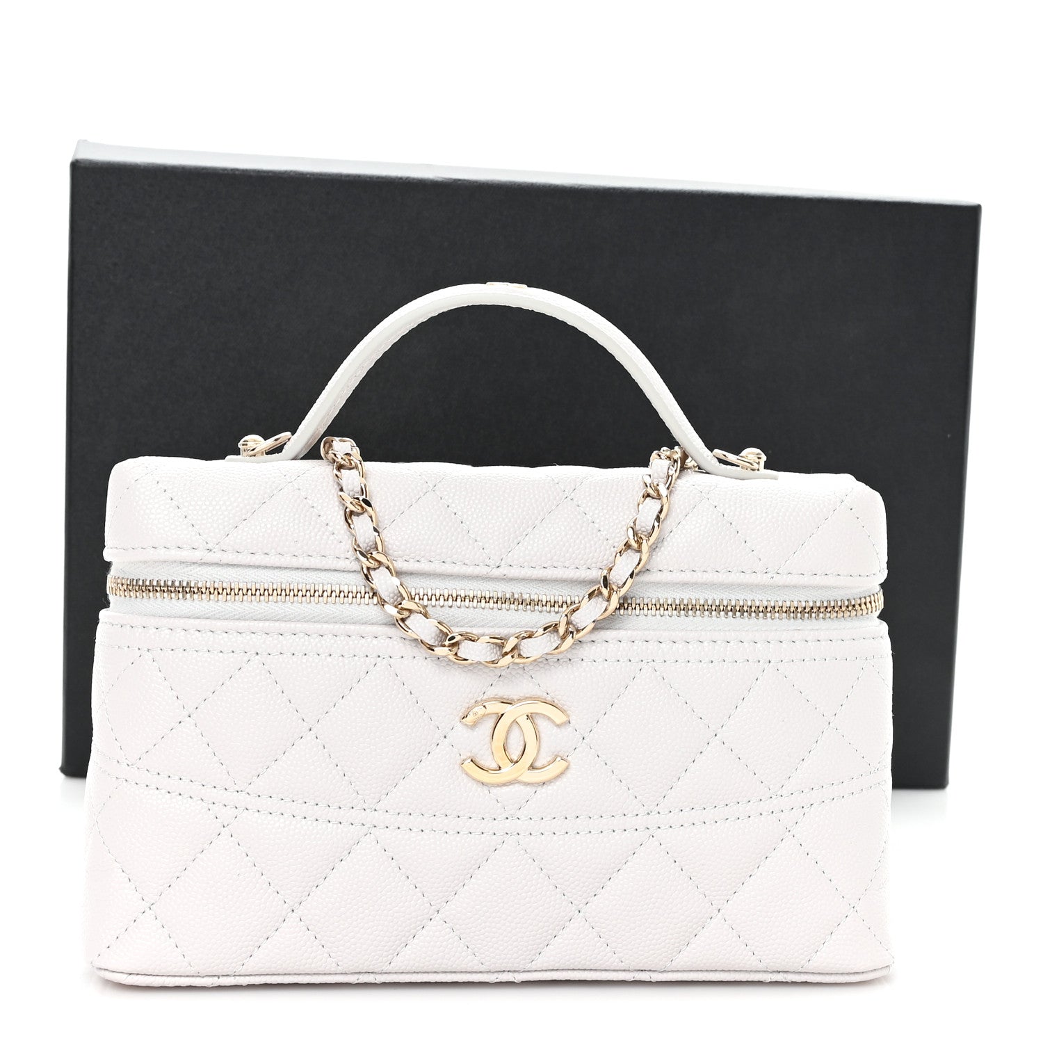 Chanel Caviar Quilted Trendy Handle Slim Vanity Light Grey 11 of 11