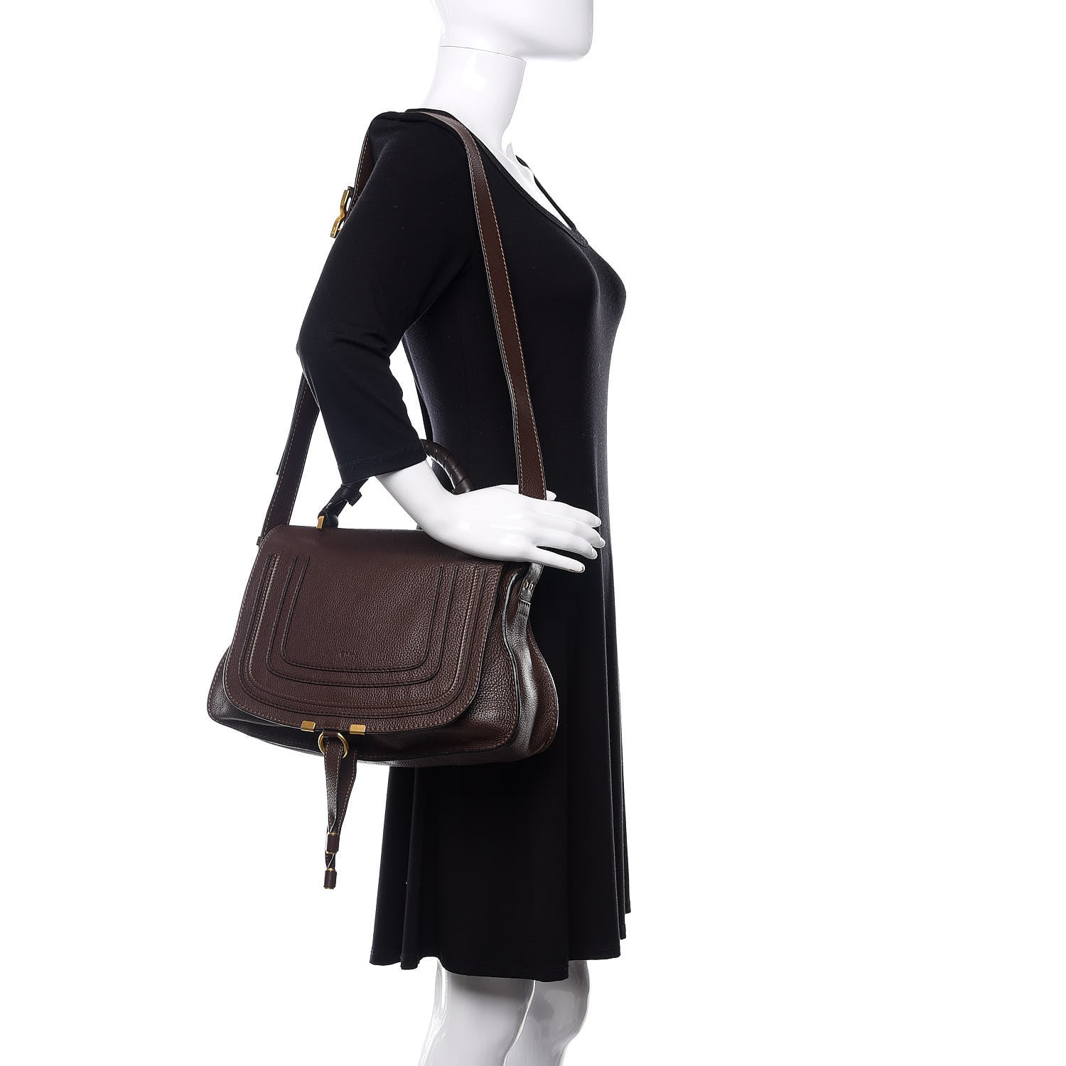 Chloe Calfskin Medium Marcie Top Handle Bag Truffle 2 of 13