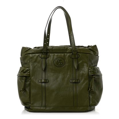 Gucci Piuma Lux Energy Monochrome Double G Drawstring Tote Military Wood 1 of 12