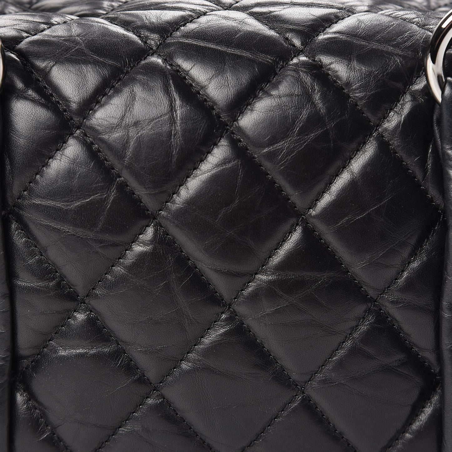 Distressed Lambskin Small Lady Braid Tote Black