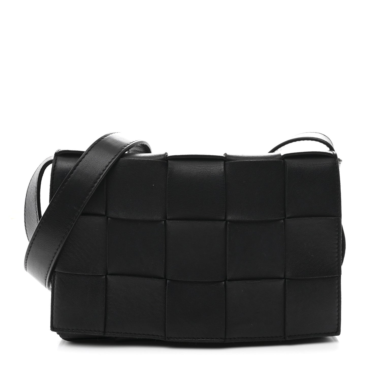 Lambskin Maxi Intrecciato Cassette Crossbody Bag Black