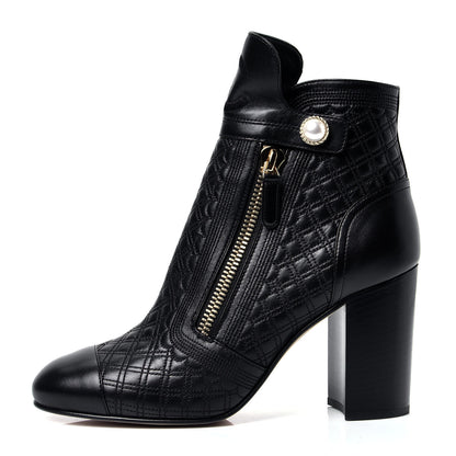 Chanel Lambskin Pearl Qulited CC Cap Toe Short Boot 40 Black 1 of 9