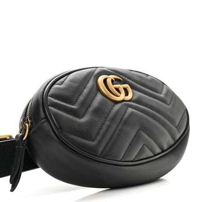 Gucci Calfskin Matelasse GG Marmont Belt Bag 85 34 Black 7 of 20