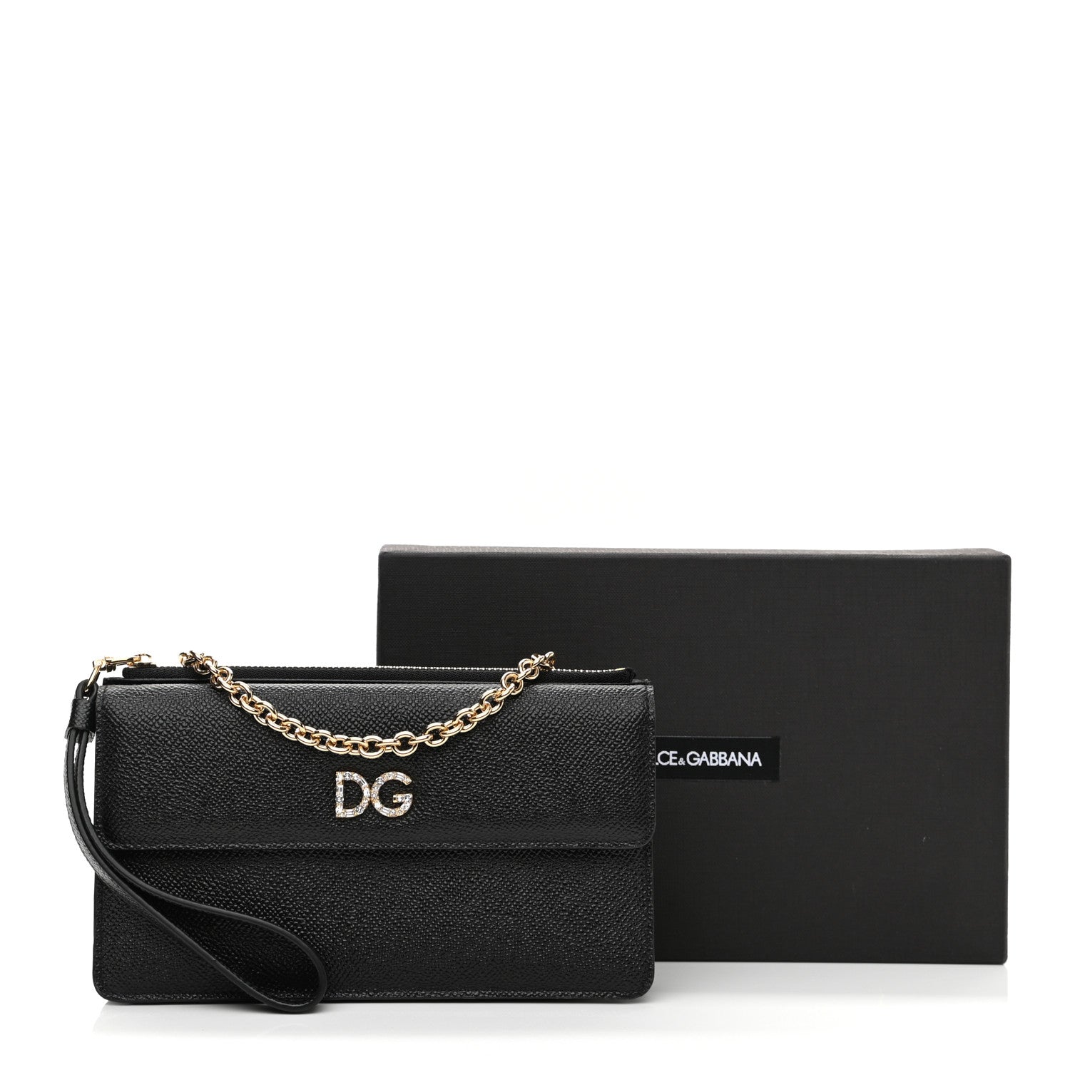 Dolce & Gabbana Dauphine Embellished Logo Chain Pouch Black 8 of 8