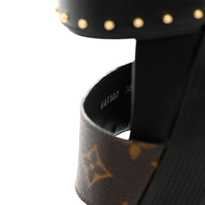 Louis Vuitton Calfskin Monogram Laureate Platform Sandals 38 Black 6 of 12