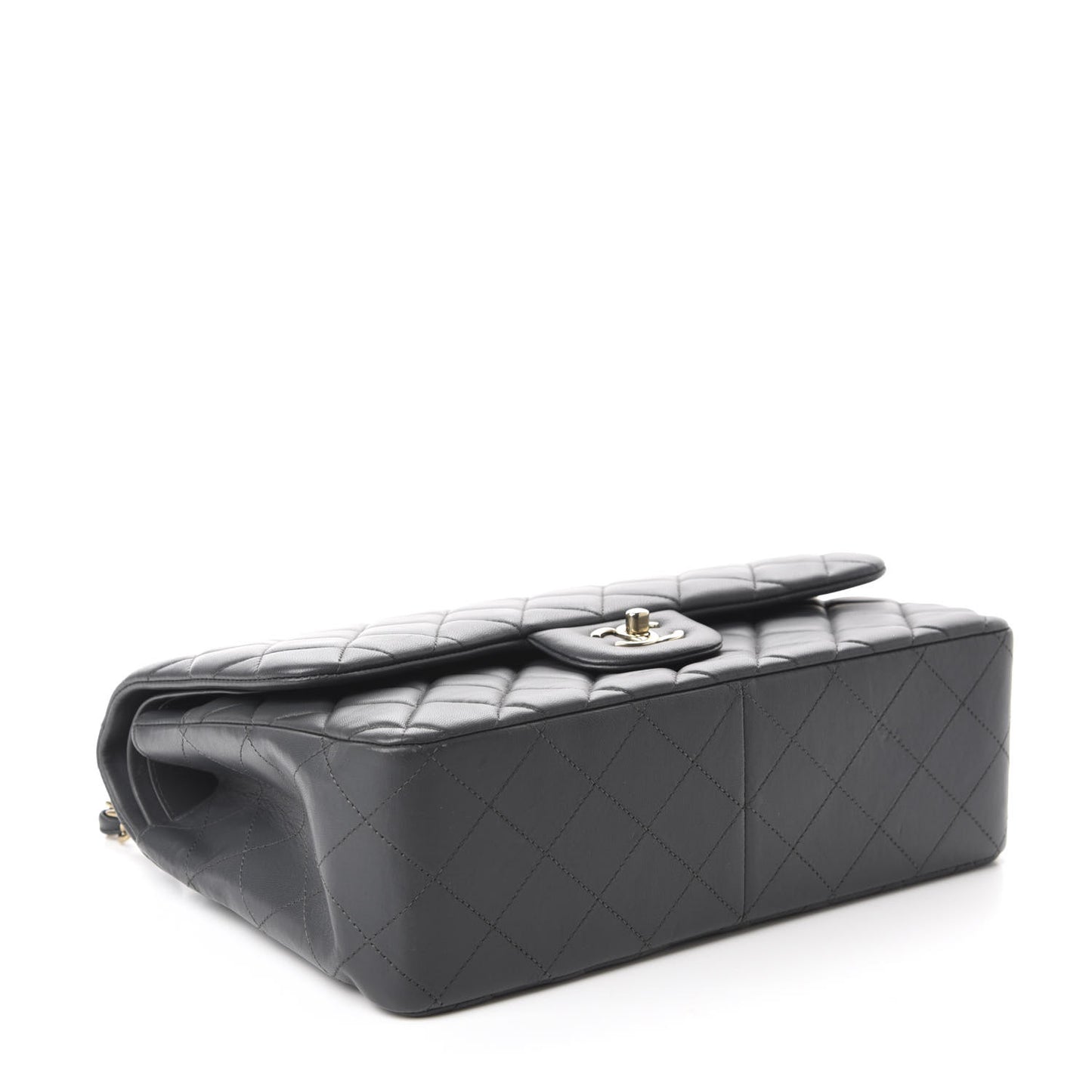 Lambskin Quilted Jumbo Double Flap Dark Grey