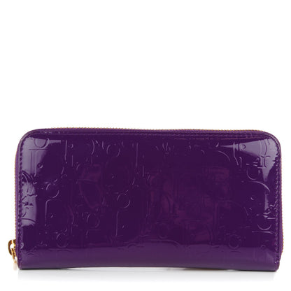 Christian Dior Patent Ultimate Voyageur Zip Around Wallet Purple Leopard 1 of 7
