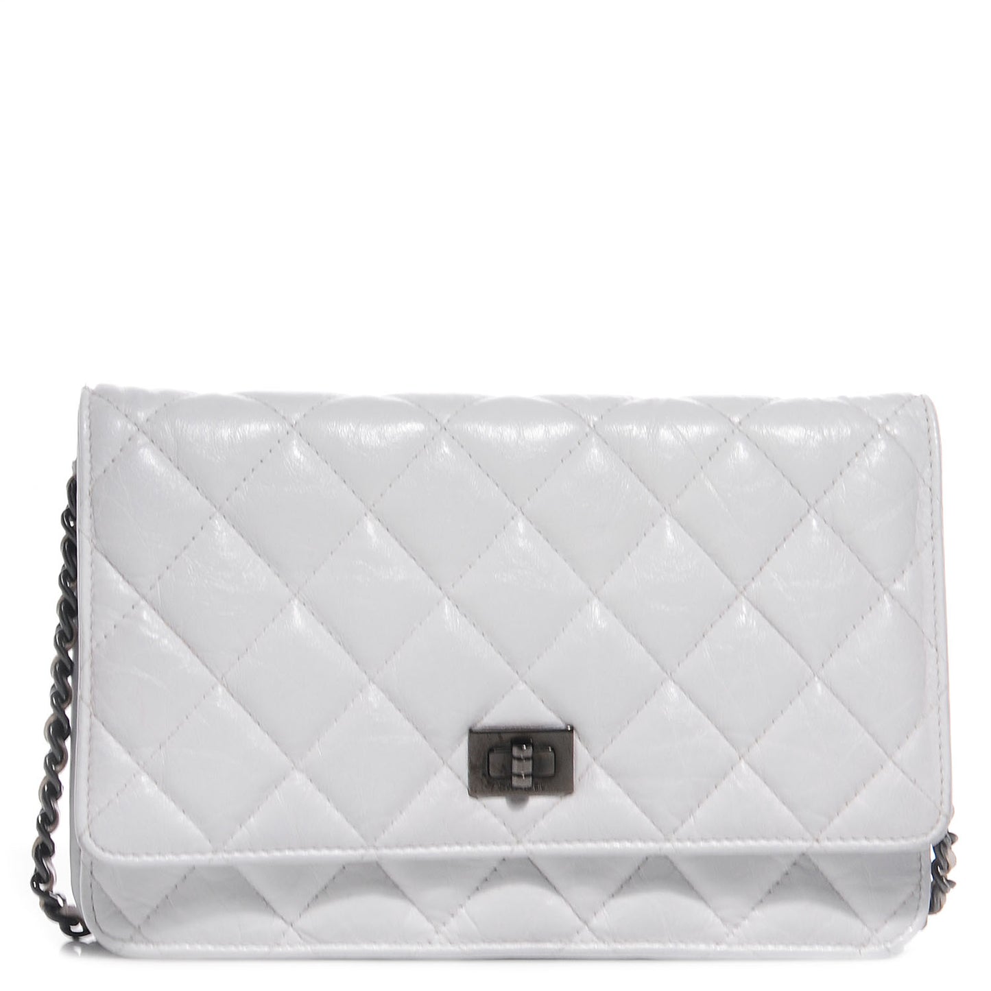Aged Calfskin Quilted Reissue Wallet On Chain WOC White