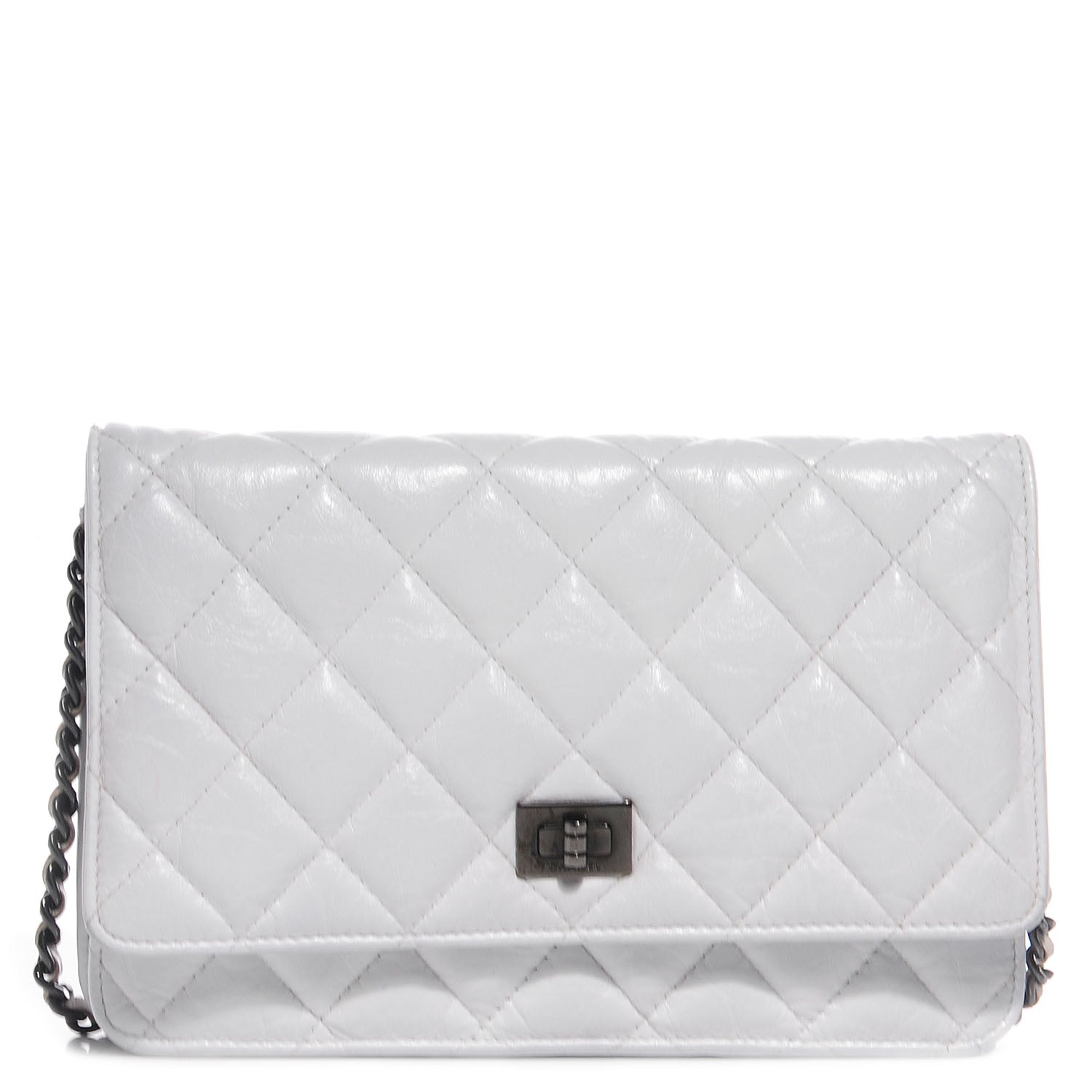 Chanel Aged Calfskin Quilted Reissue Wallet On Chain WOC White 1 of 7