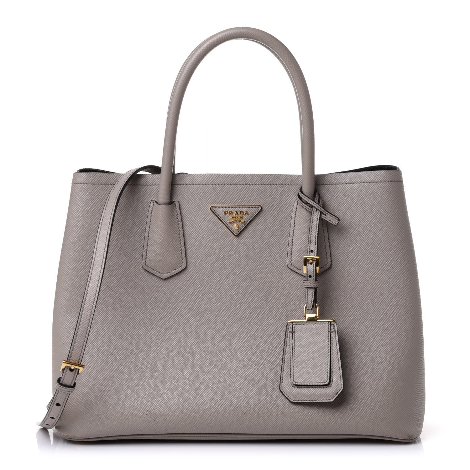 Prada Saffiano Cuir Small Double Bag Pomice 1 of 4