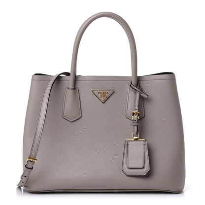 Prada Saffiano Cuir Small Double Bag Pomice 1 of 4