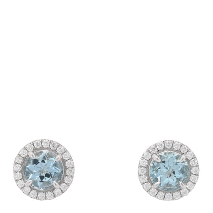 Tiffany Platinum Diamond Aquamarine Soleste Earrings 1 of 5