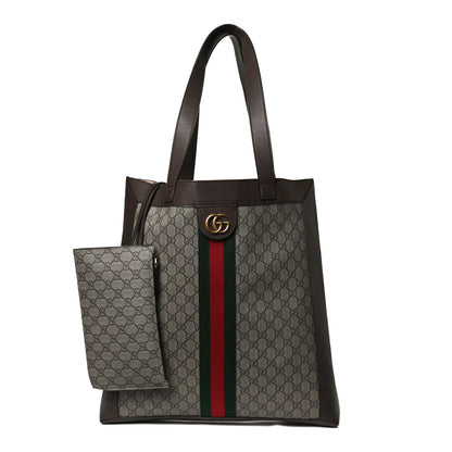 Gucci GG Supreme Monogram Web Large Ophidia Vertical Shopping Tote Brown 1 of 13