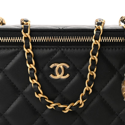 Chanel Lambskin Quilted Small Pearl Crush Vanity Case With Chain Black 9 of 13