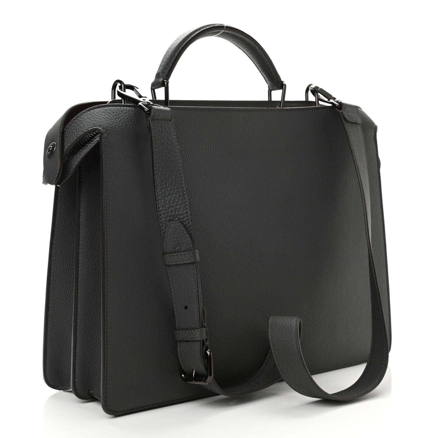Cuoio Romano Vitello Cover Glazed Fabric Bi-Color FF 1974 Medium Peekaboo I SEE U Satchel Asfalto Praline Tobacco Moro