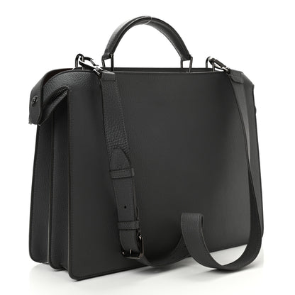 Fendi Cuoio Romano Vitello Cover Glazed Fabric Bi-Color FF 1974 Medium Peekaboo I SEE U Satchel Asfalto Praline Tobacco Moro 2 of 8