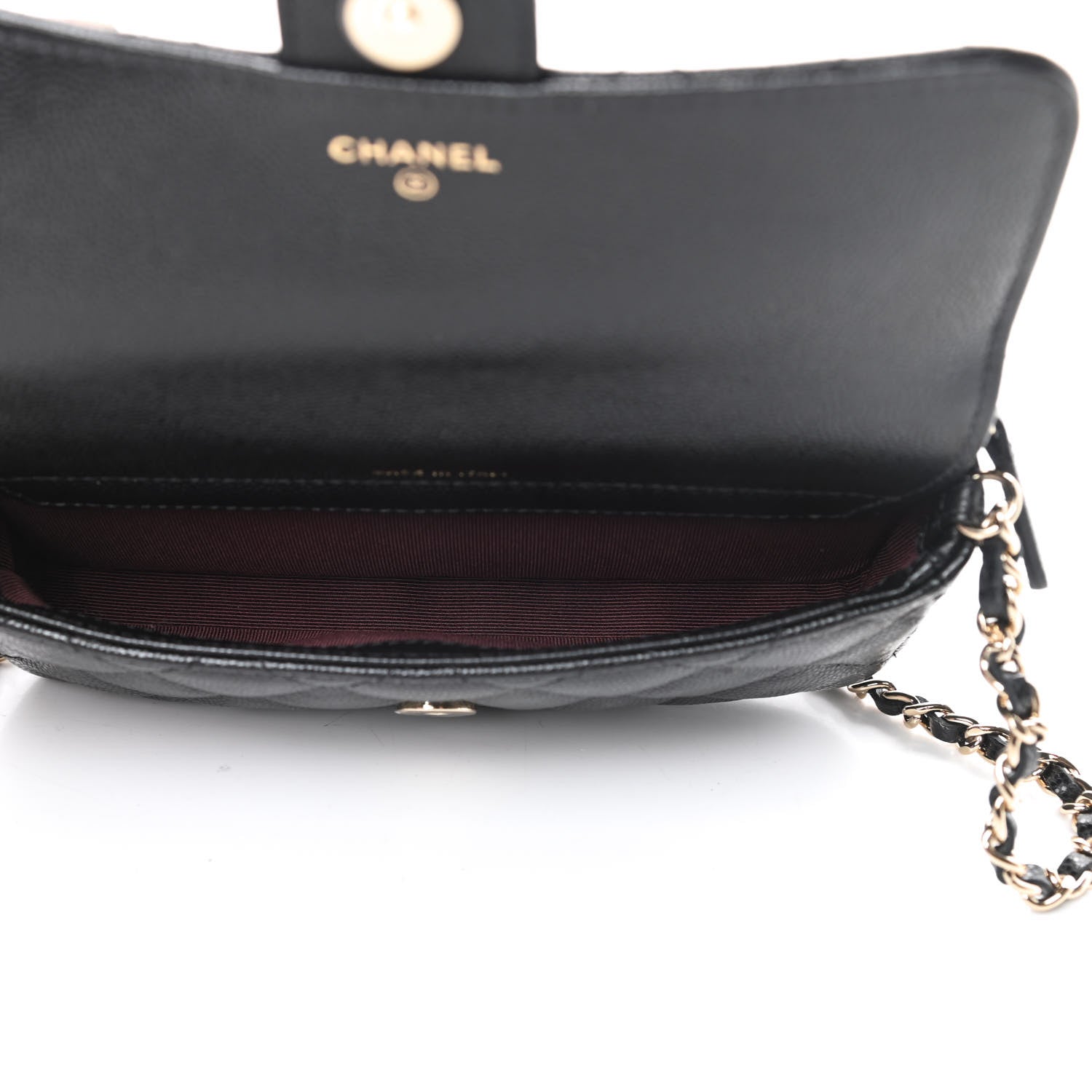 Chanel Caviar Quilted Flap Phone Holder With Chain Black 5 of 13