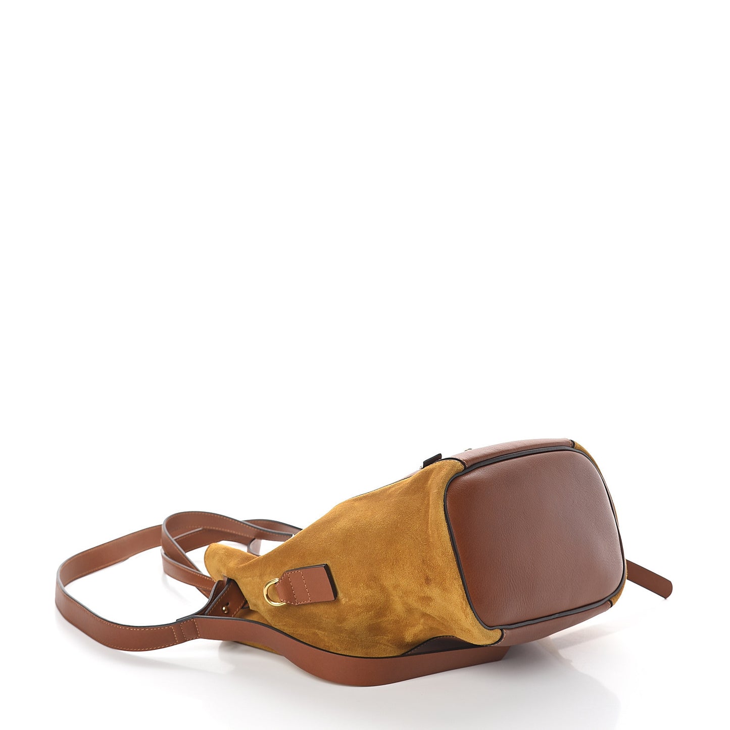 Smooth Calfskin Suede Medium Myer Double Carry Bag Caramel