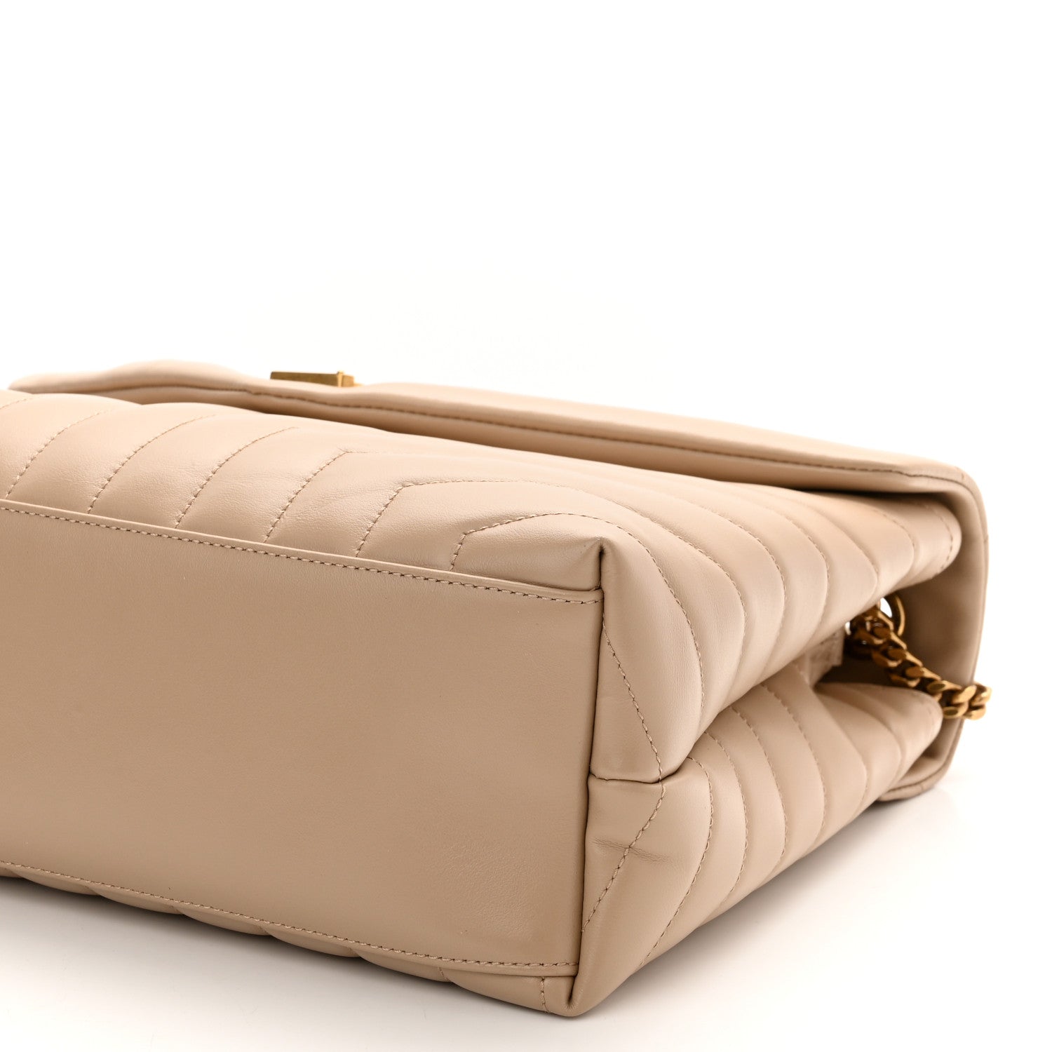 Saint Laurent Calfskin Y Quilted Monogram Medium Loulou Chain Satchel Dark Latte 10 of 10