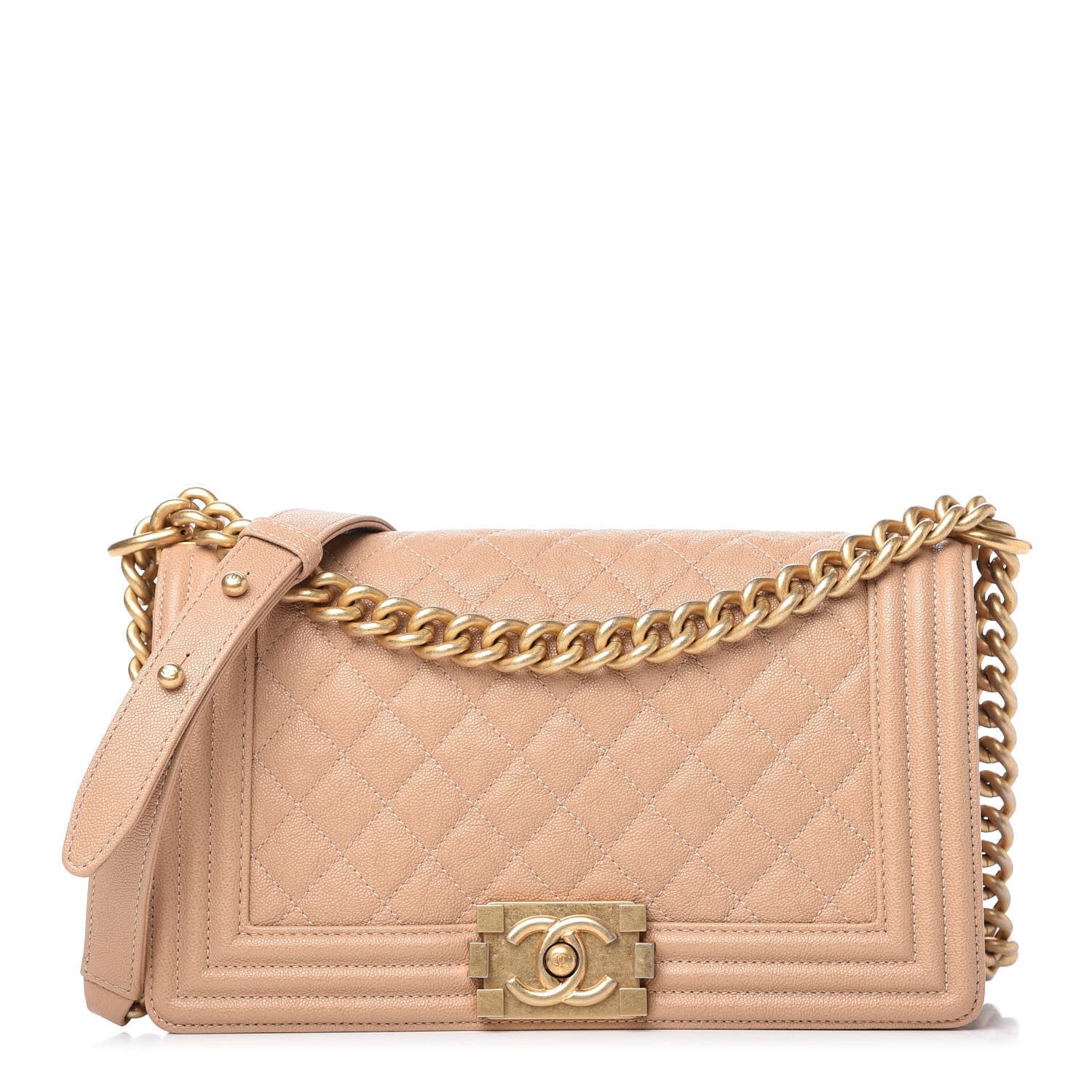 Chanel Caviar Quilted Medium Boy Flap Beige 1 of 10