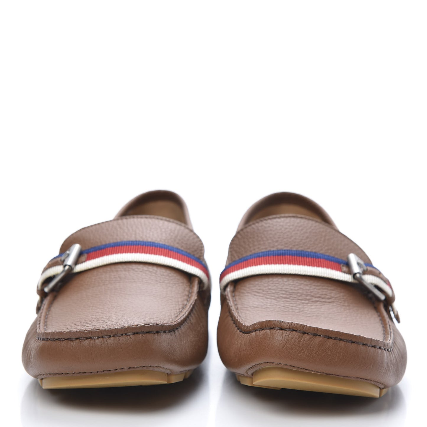 Calfskin Mens Web Sylvie Web Buckle Driver Loafers 11 Brown