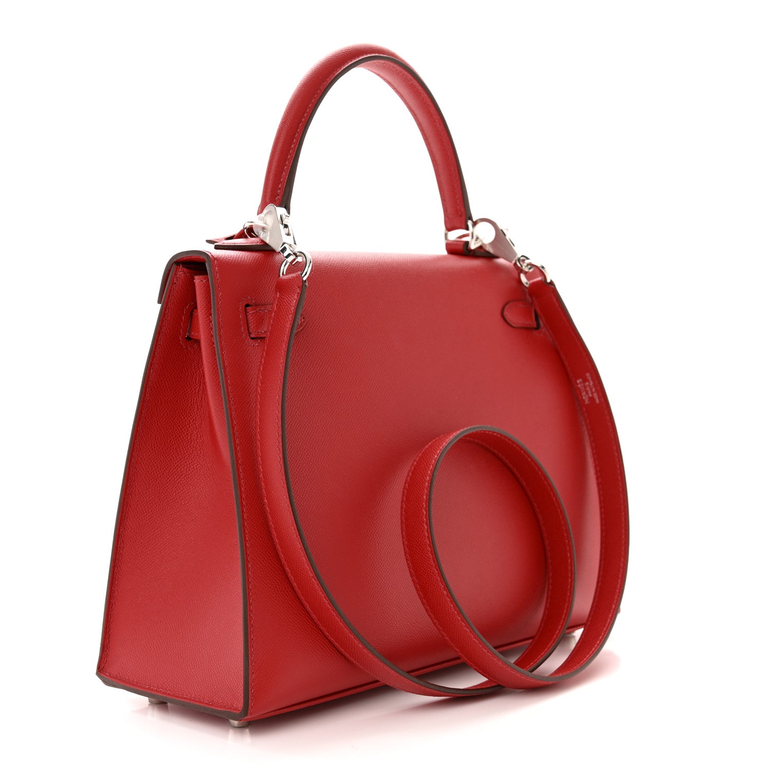 Hermes Madame Calfskin Verso Kelly Sellier 25 Rouge Piment Rose Shocking 3 of 10