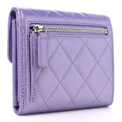 Chanel Iridescent Lambskin Quilted Compact Flap Wallet Purple 3 of 12