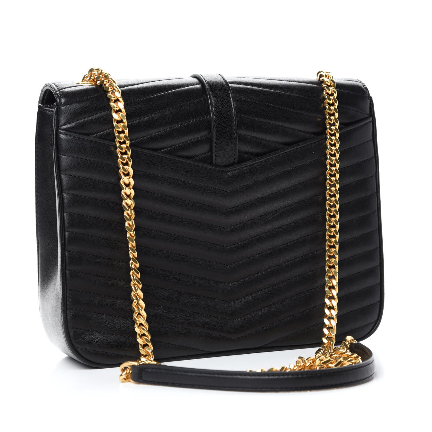 Lambskin Matelasse Chevron Monogram Medium Sulpice Bag Black