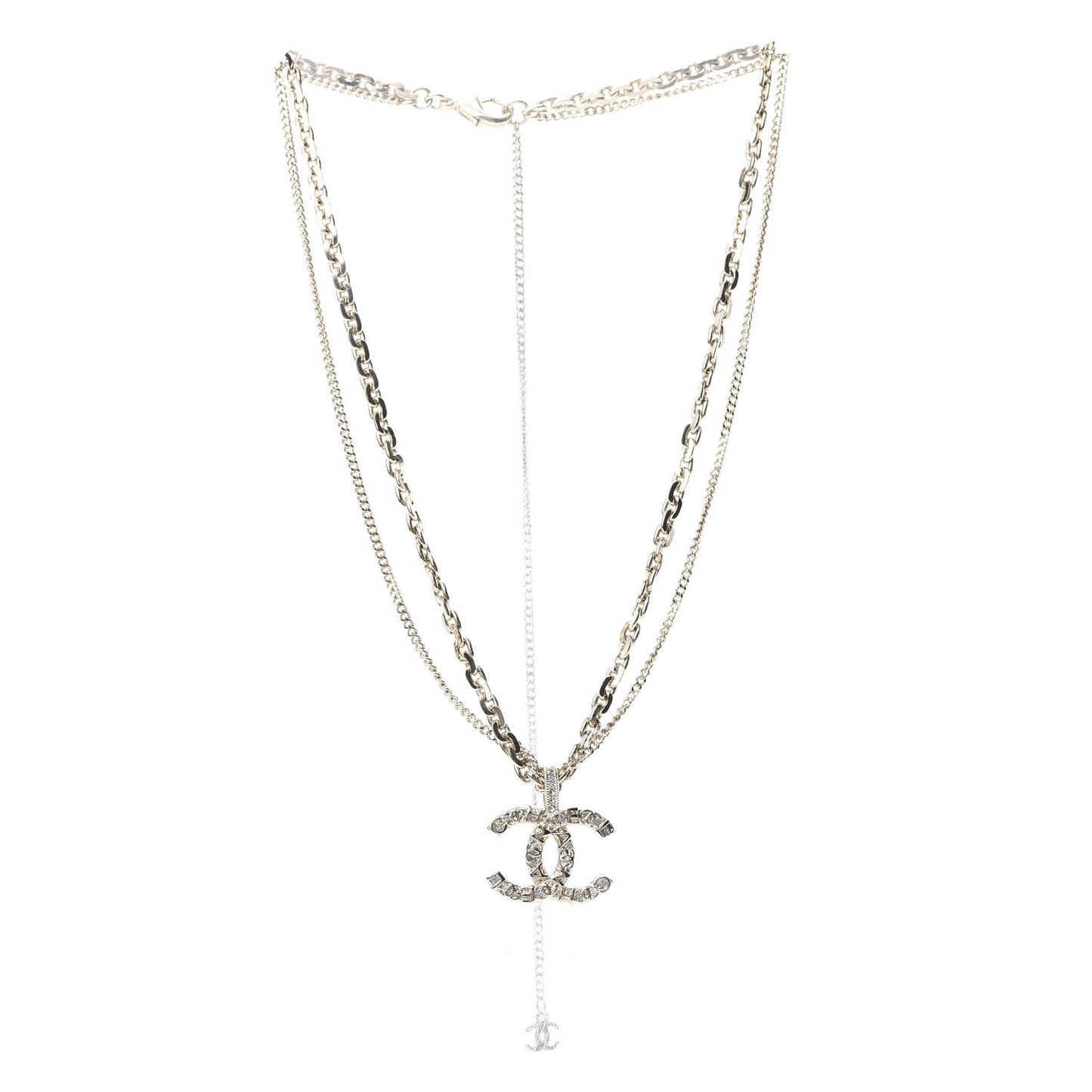 Crystal CC Multi Strand Chain Necklace Gold