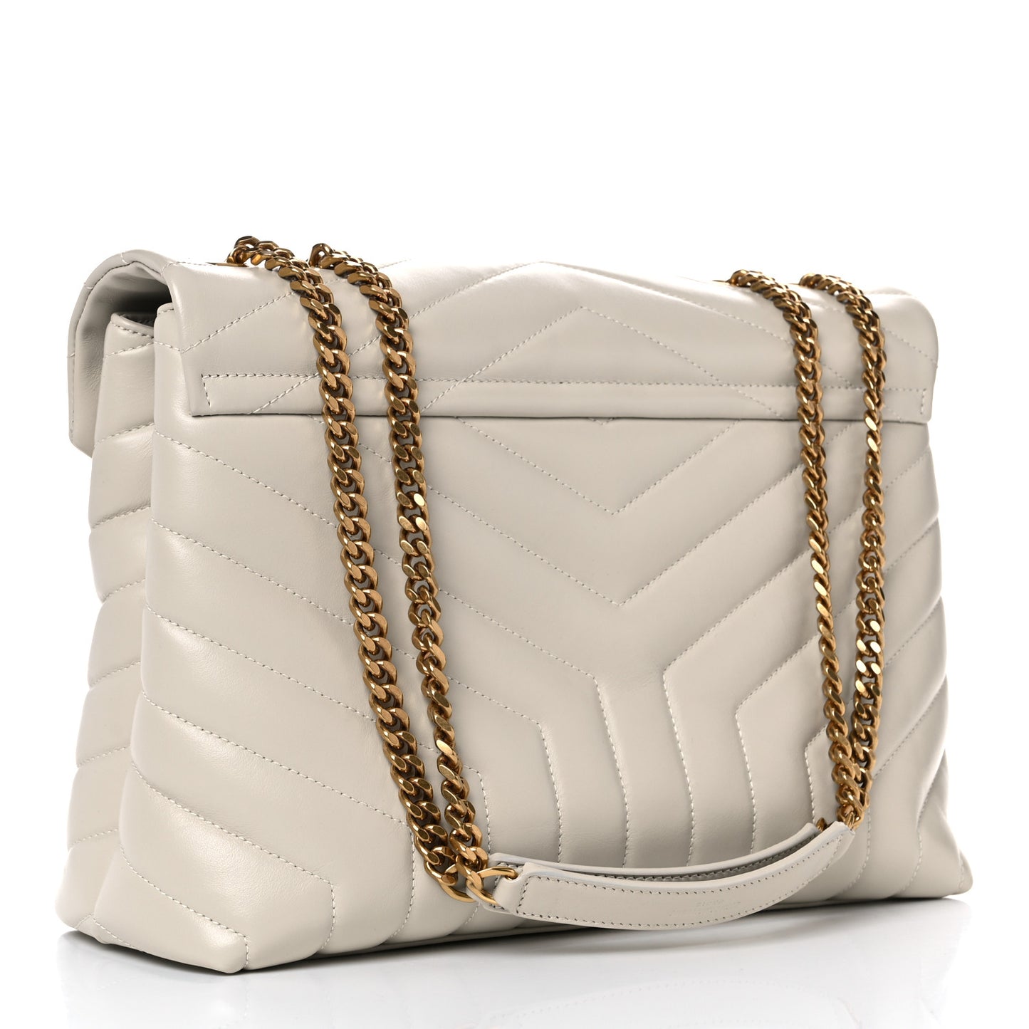 Calfskin Y Quilted Monogram Medium Loulou Chain Satchel Blanc Vintage