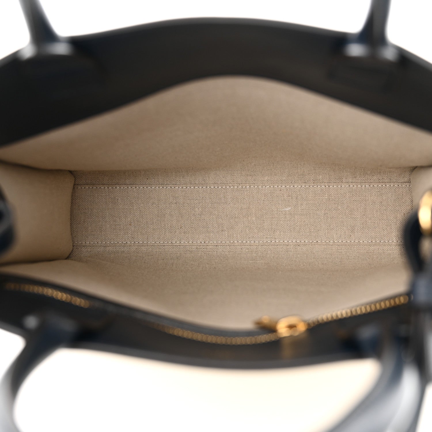 Celine Canvas Calfskin Logo Print Small Vertical Cabas Natural Navy 5 of 11