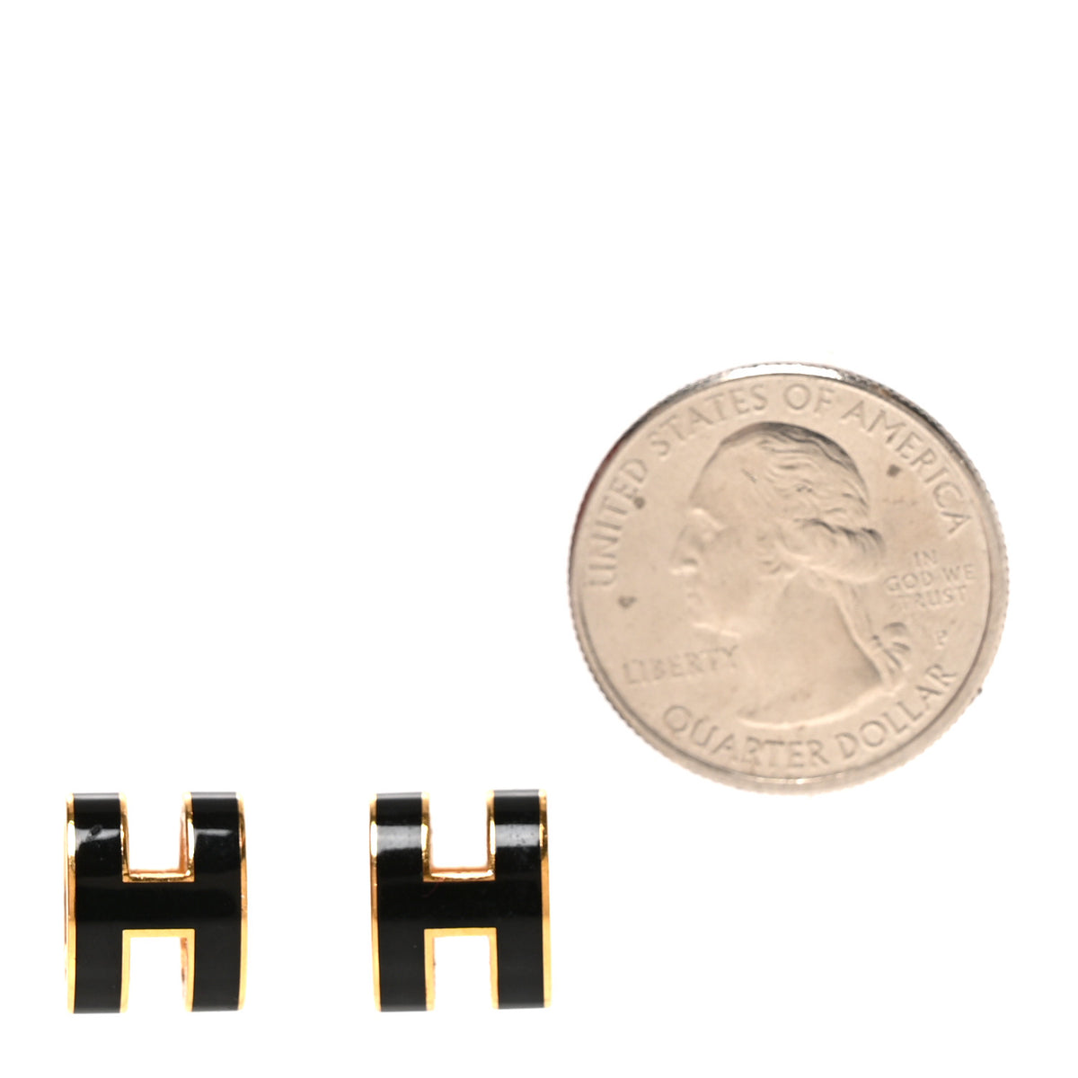 Gold Lacquered Pop H Earrings Black