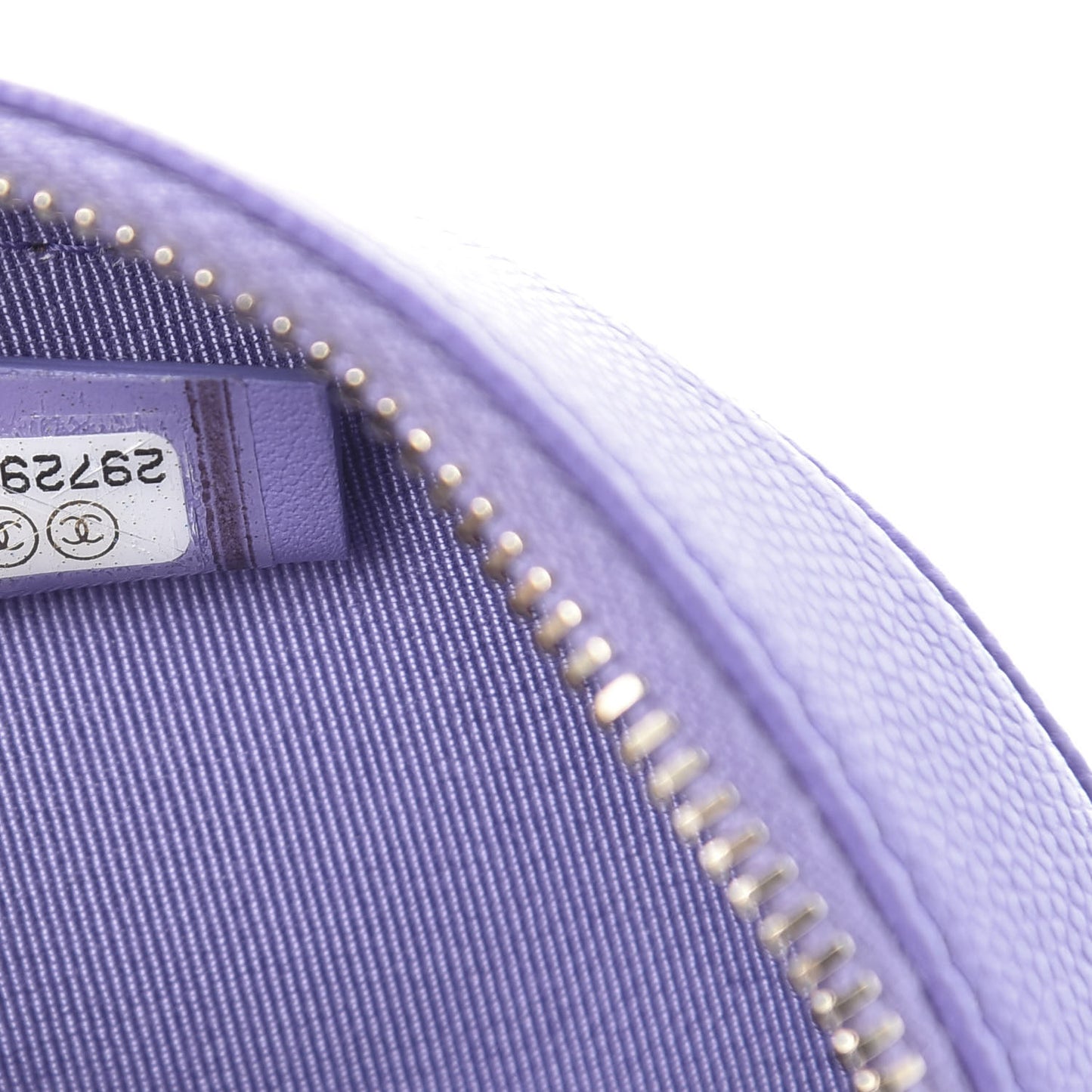 Caviar Quilted Round Clutch With Chain Purple