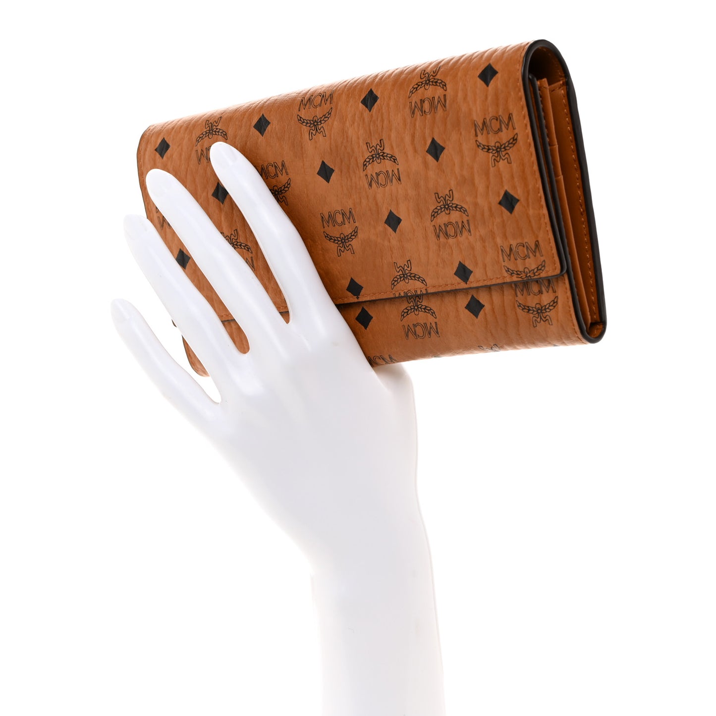 Visetos Large Trifold Flap Wallet Cognac