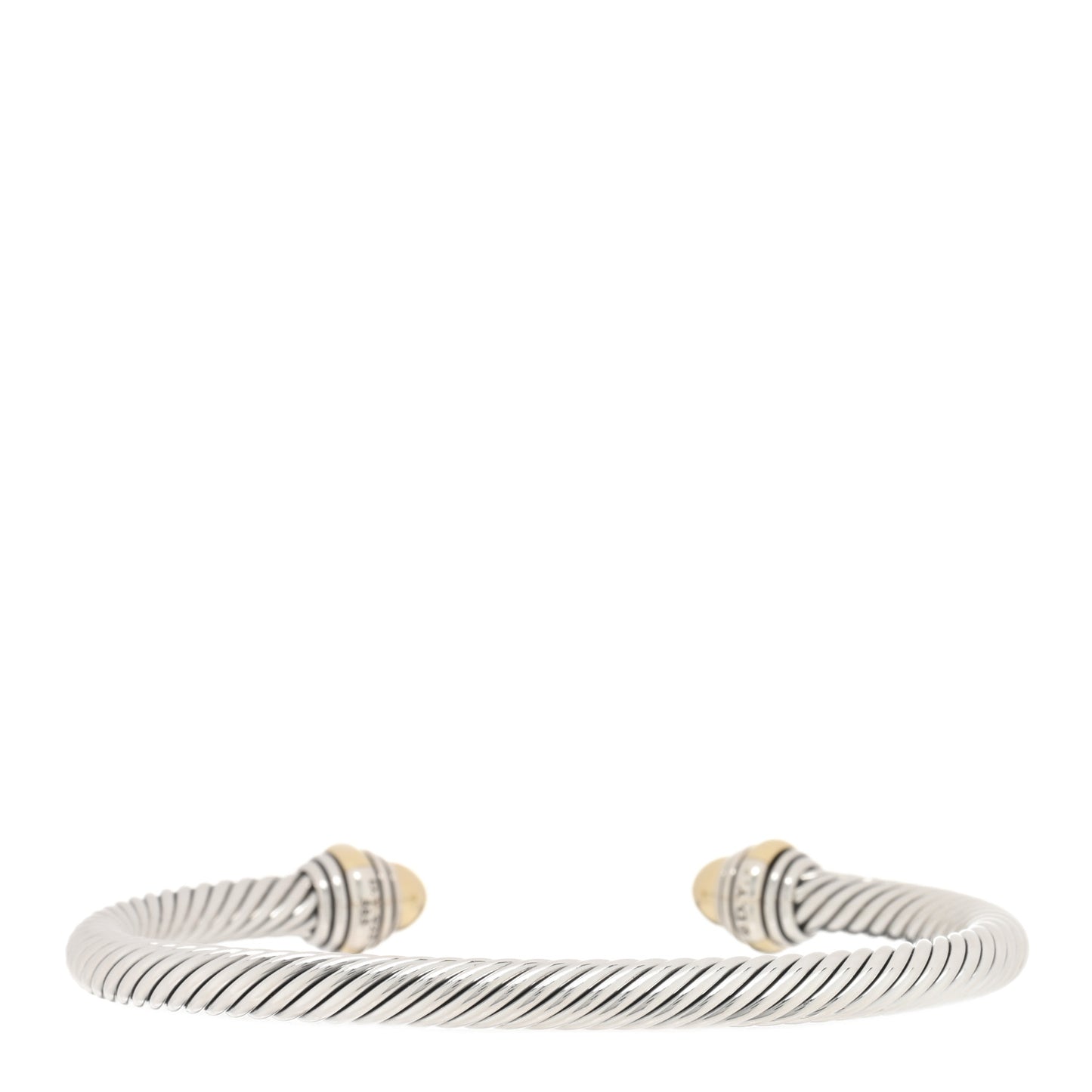 Sterling Silver 14K Yellow Gold 5mm Cable Classics Dome Bracelet