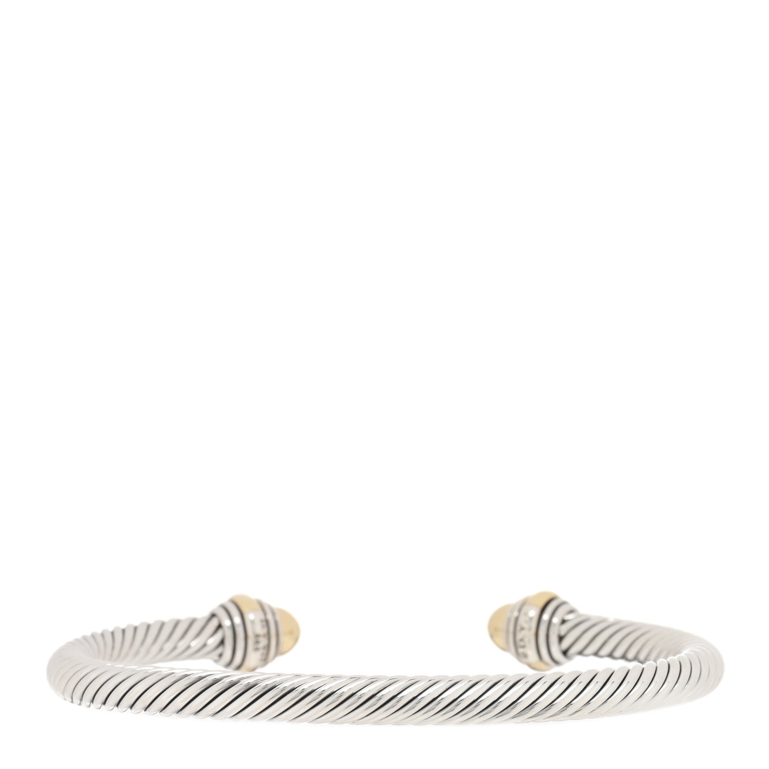 David Yurman Sterling Silver 14K Yellow Gold 5mm Cable Classics Dome Bracelet 2 of 4