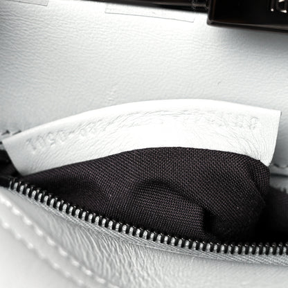 Fendi Vitello Seta Shiny Nappa Scalloped Studded Mini Peekaboo Iconic Satchel Grigio Perla 6 of 8