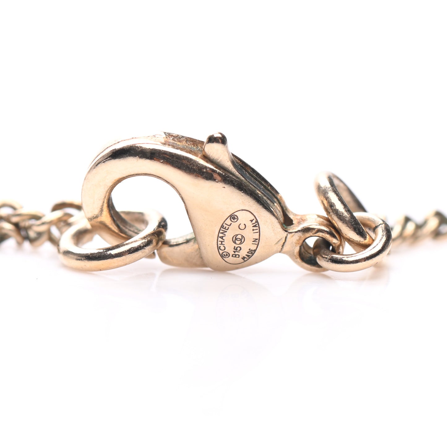Baguette Crystal Moon CC Necklace Gold